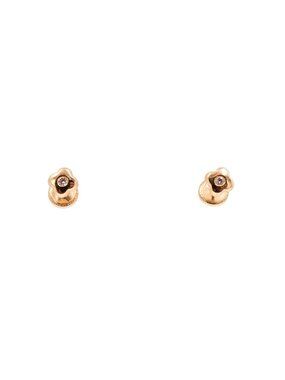 14K Yellow Gold Flower Moissanite Screw Back Stud Earrings Child Petite